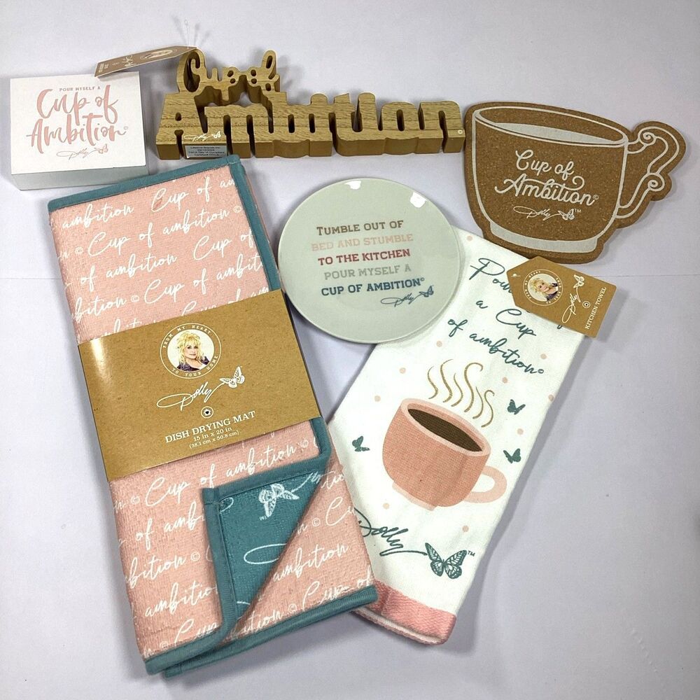 Dolly Parton Cup Of Ambition Lot Mat Trivet Towel Sign Plate Discontinued DG